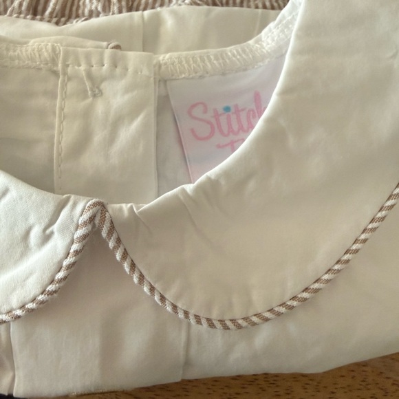 NWOT White Nautical Button Shirt and Tan Shorts Set - Picture 3 of 4